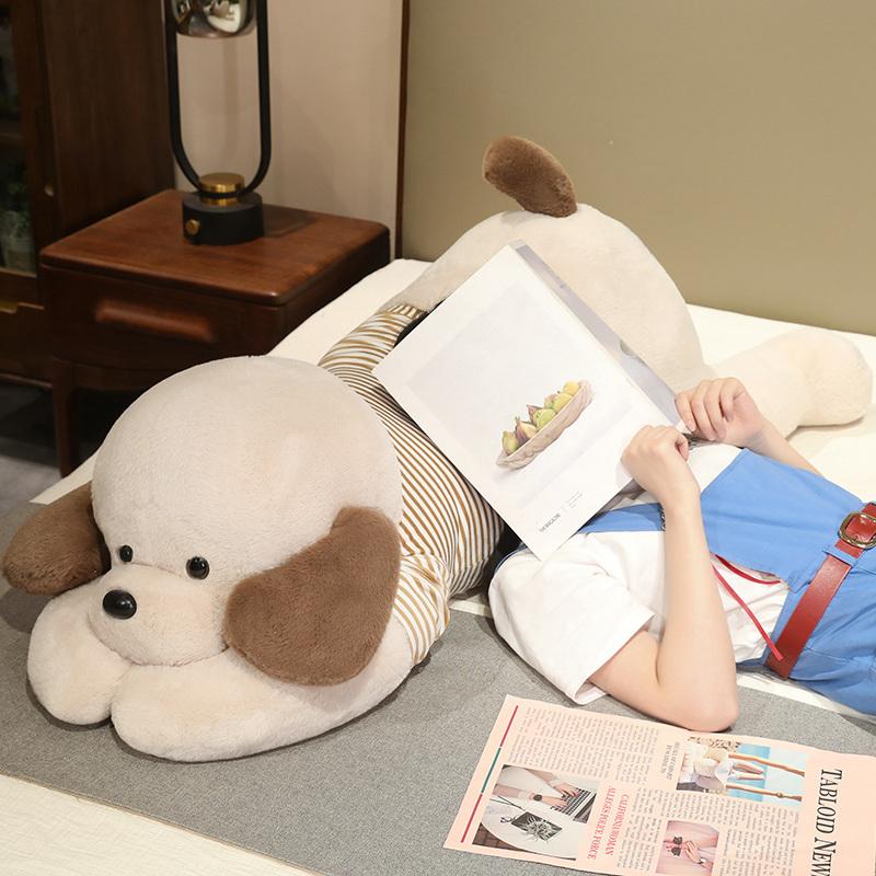 Lying Dog Plush Stuffed Pillow Toy Soft Simulation Puppy Back Cushion Room Decor Birthday Xmas Gift
