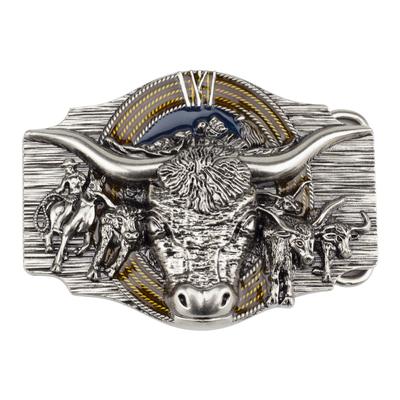 Fibbia per cintura con testa di bisonte Fibbia retrò stile cowboy occidentale per cintura di larghezza 3,8 cm