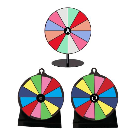 8-Inch Acrylic Rainbow Prize Wheel with 12 Slots Dry Erase Spinning Wheel with Stand DIY Fortune Spinner Tabletop Roulette Party Board Game Props