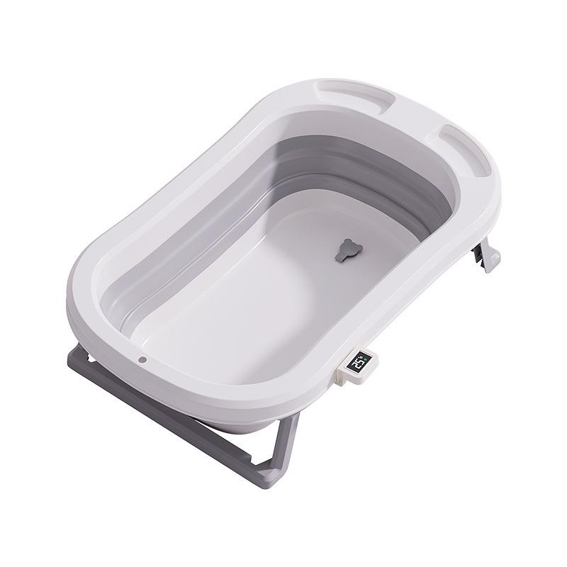 Foldable, Temperature-Sensing Baby and Toddler Bathtub for Sitting or Lying