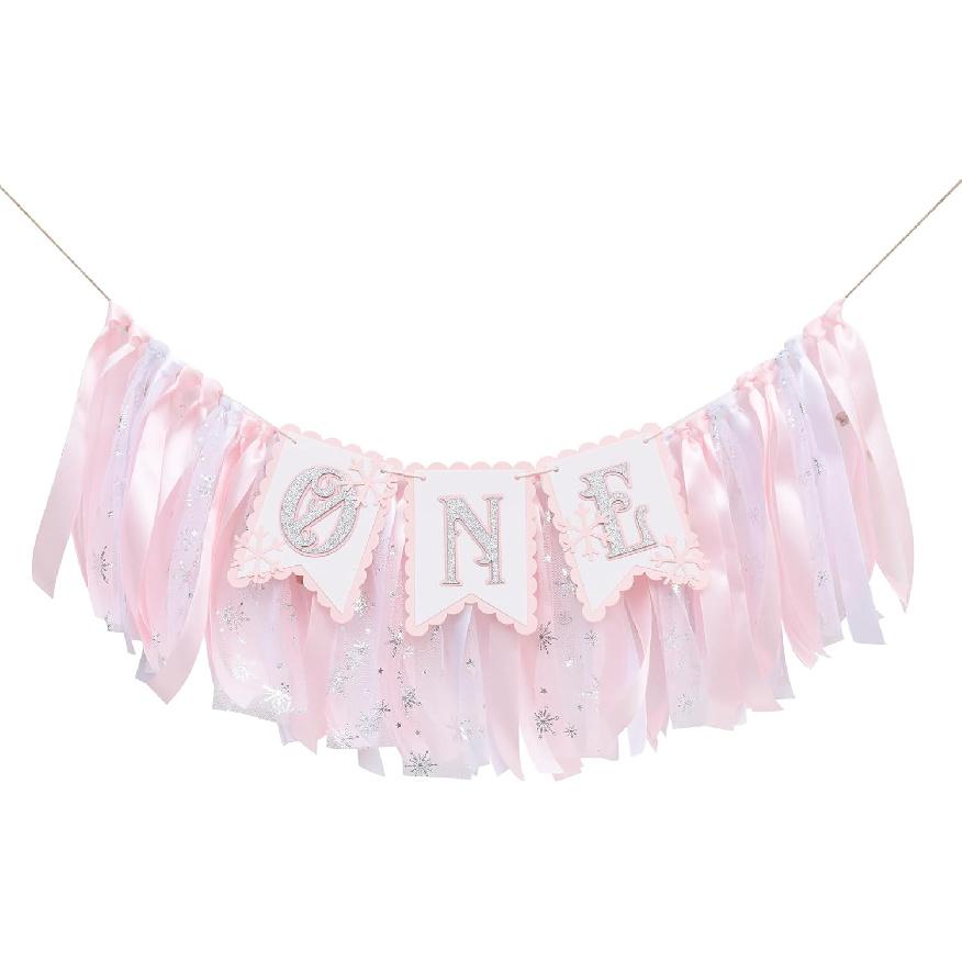 Winter Onederland Snowflakes high Chair Banner - Winter Wonderland First Birthday Decoration,Snowflake High Chair Banner,Winter onederland 1st