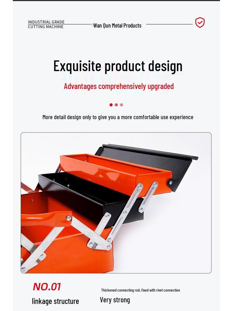 Multi-Layer Portable Folding Toolbox with Large Capacity for Home and Car Repair
