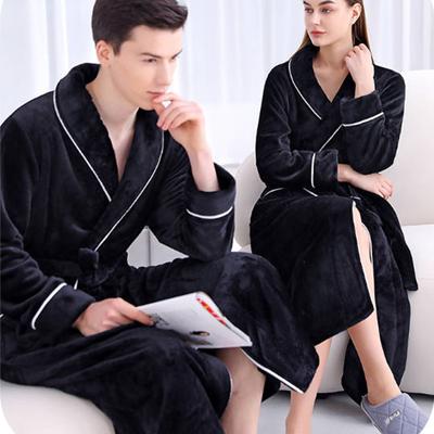 Damen Winter Warme Bademäntel Flauschige Wollpyjamas Lange Pyjamas Loungewear Flanell Bademäntel