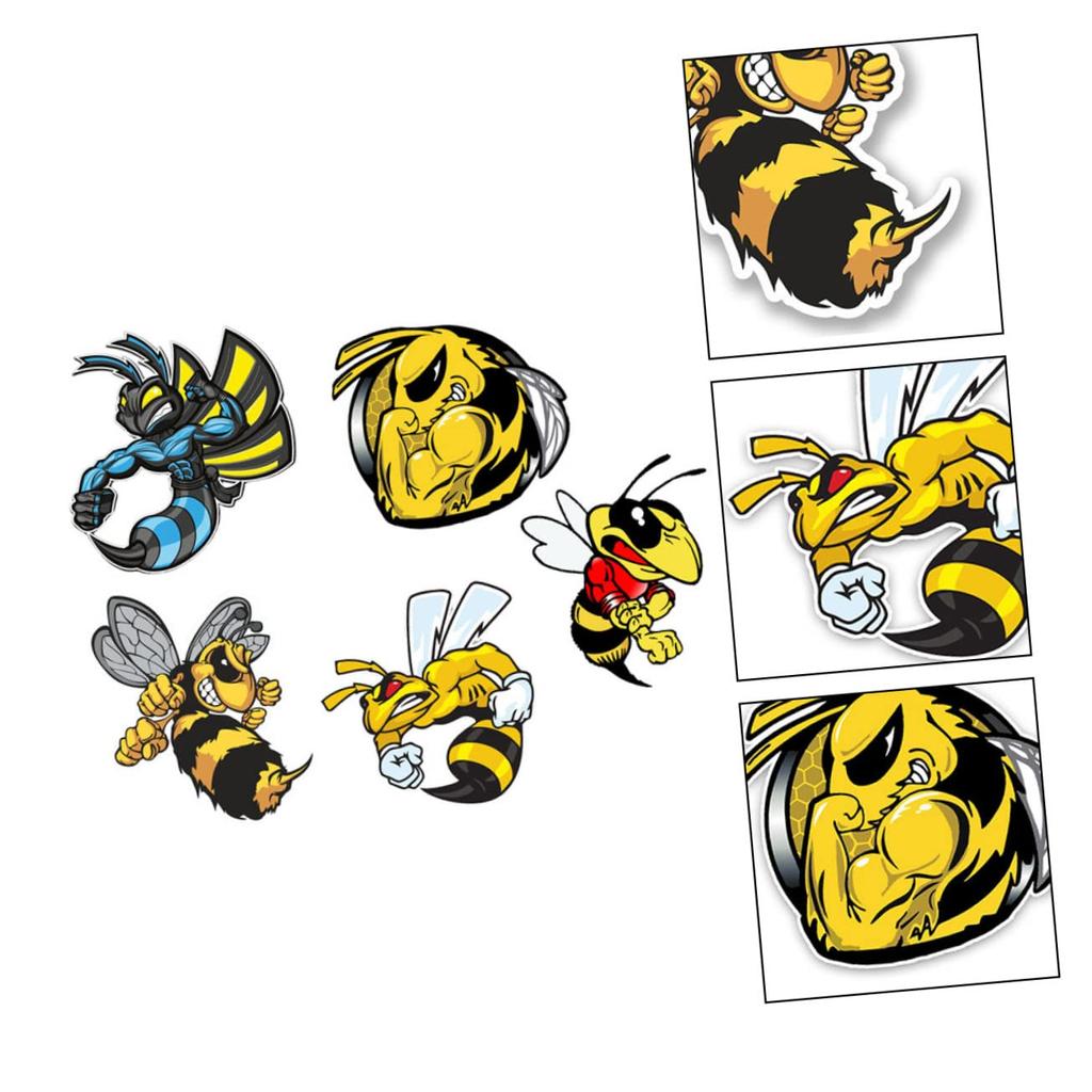 5pcs Strong Bee Creative Car Sticker Auto Animal Sticker Bumper Sticker 3d Car Sticker
