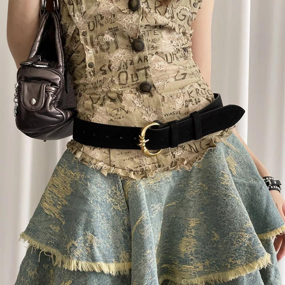 Vintage Women's Belt Heavy-Duty Dress Jeans Belt Fashionable Wide Waist Belt  Waist-Cinching