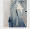 Gradient Denim Star Backpack: Versatile Vintage Schoolbag for Junior High Students
