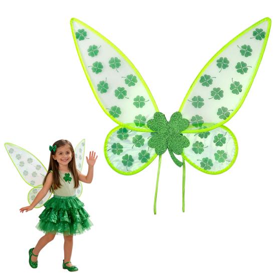 Aripi de Fluture cu Trifoi LED pentru Sf. Ziua Sfântului Patrick Curele Reglabile și Moduri de Lumină Programabile Costum pentru Spectacol pe Scenă Recuzită pentru Petrecere Festivă de Dans