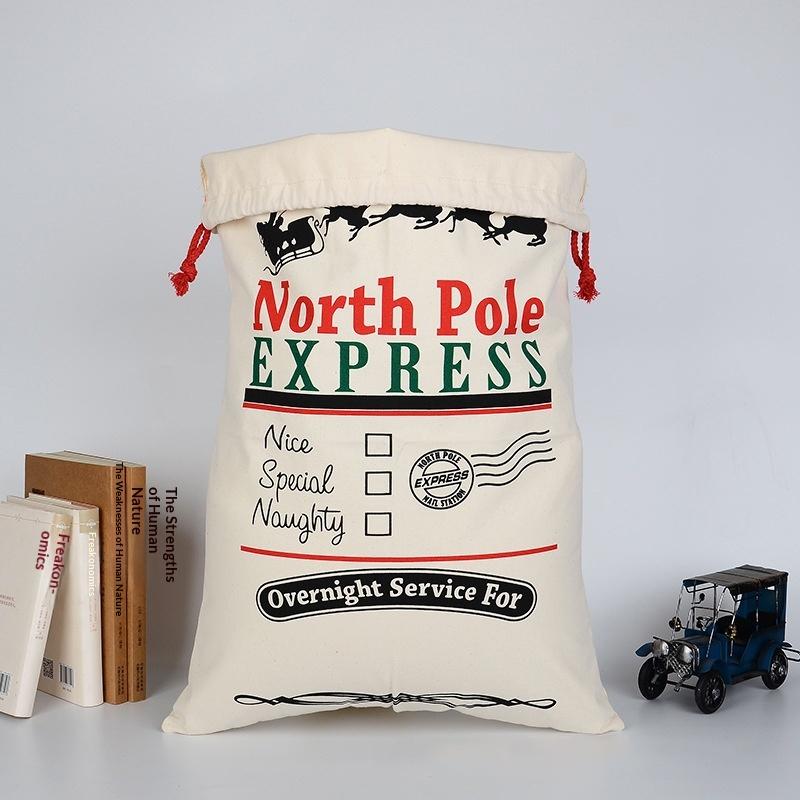Extra Large Gift Bag Sacks For Presents Merry Christmas Candy Bundle Pockets Drawstring Bags Xmas Elements Printing