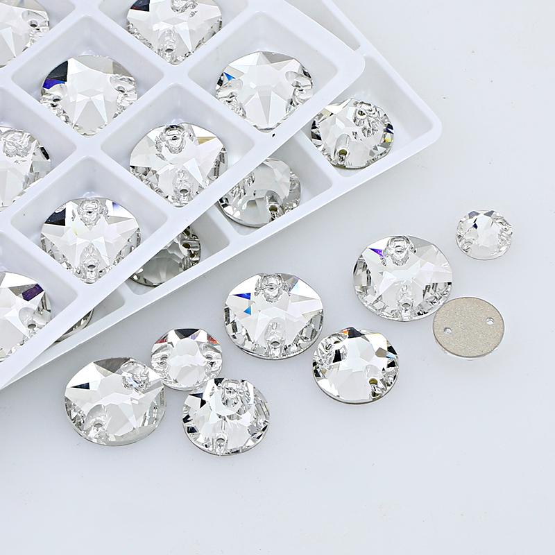 Dongzhou Round Flatback Glass Rhinestone Sew on Crystal Loose Crystal Beads Garment Sewable Rhinestone Diy Accessories