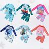 Boys' 2024 Long-Sleeve Quick-Dry Cartoon Swimsuit Set with Sun Protection