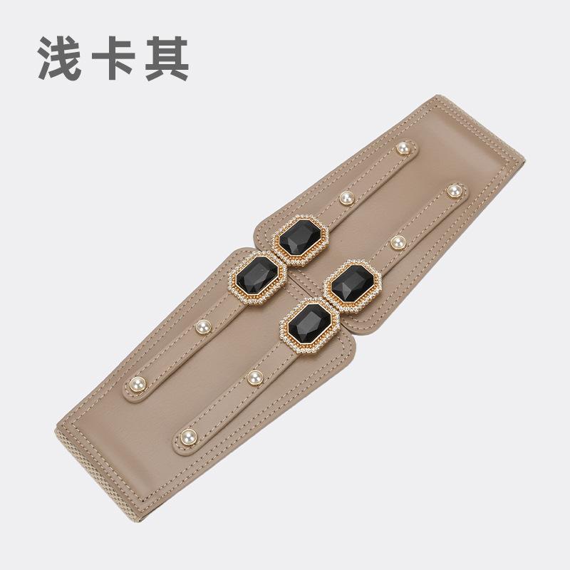 

Пояс Женское платье Широкая талия Уплотнение, Черное украшение с юбкой, Эластичный пояс на талии, Французский образ Тонкий и простой