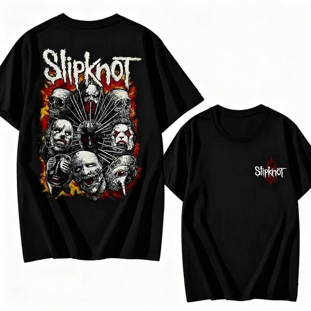 Prepare for Hell Tour Shirt Heavy Metal Cotton Tees Man Rock Band T-shirt Men's Slipknots Double Sided Print Short-sleeve Tops