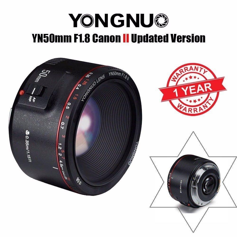 YONGNUO YN50mm II Prime Lens for Canon EF Compatible with F1.8 Mount, Full-Frame RP, R5, R, 1500D, 80D, 5DIV, 5Dsr, 7DII, 5DIII, 5DII, 6D, 650D,