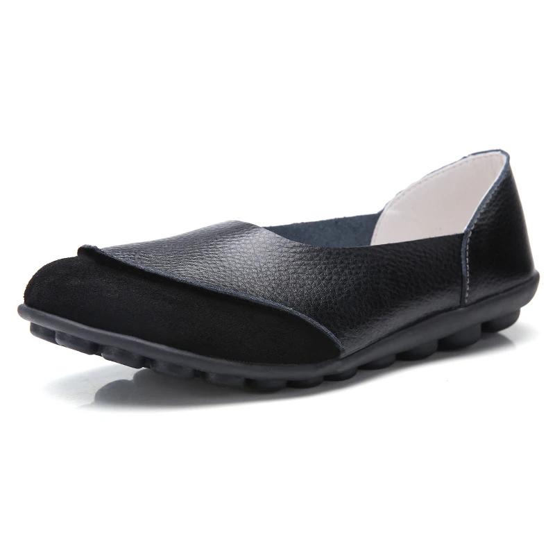 Fashion Genuine Leather Casual Bean Shoes Women Lightweight Slip-on Spring Bean Loafers Ladies Non-slip Moccasins Walking Shoes