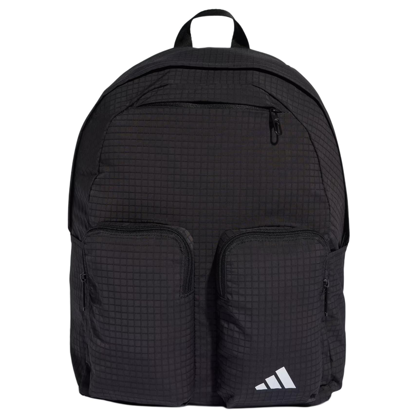 Adidas Campus 27.4L Brand Logo Design Multi-Zipper Pocket Polyester Backpack Unisex Backpack Black KA6767 Black