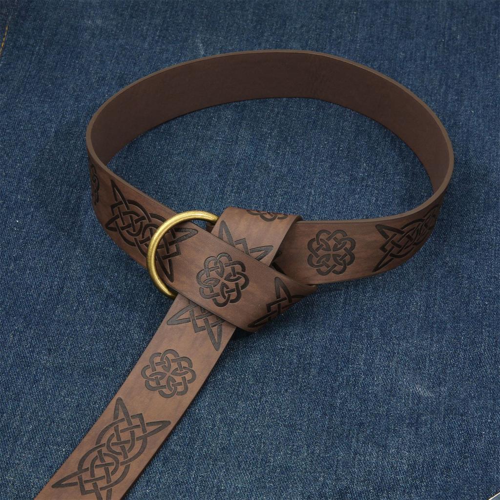 Vintage Embossed Belt with Coin Pocket Medieval Theme Event Dressingup Waistbelt with Skirt Hikes Cosplay Party Supply