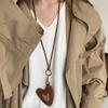 Mini Love Heart PU Leather Hanging Pendant Cute Cat Necklace Fashion Photo Cardholder Long Sweater Chain Accessories Women Men