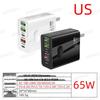 Gallium Nitride 65W Multi-Port Fast Charger with 3 USB-A & 2 USB-C Ports