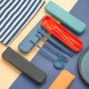 4-piece Portable Utensils Healthy Eco-Friendly Wheat Straw Cutlery Reusable Chopstick Fork Knife Spoon Set