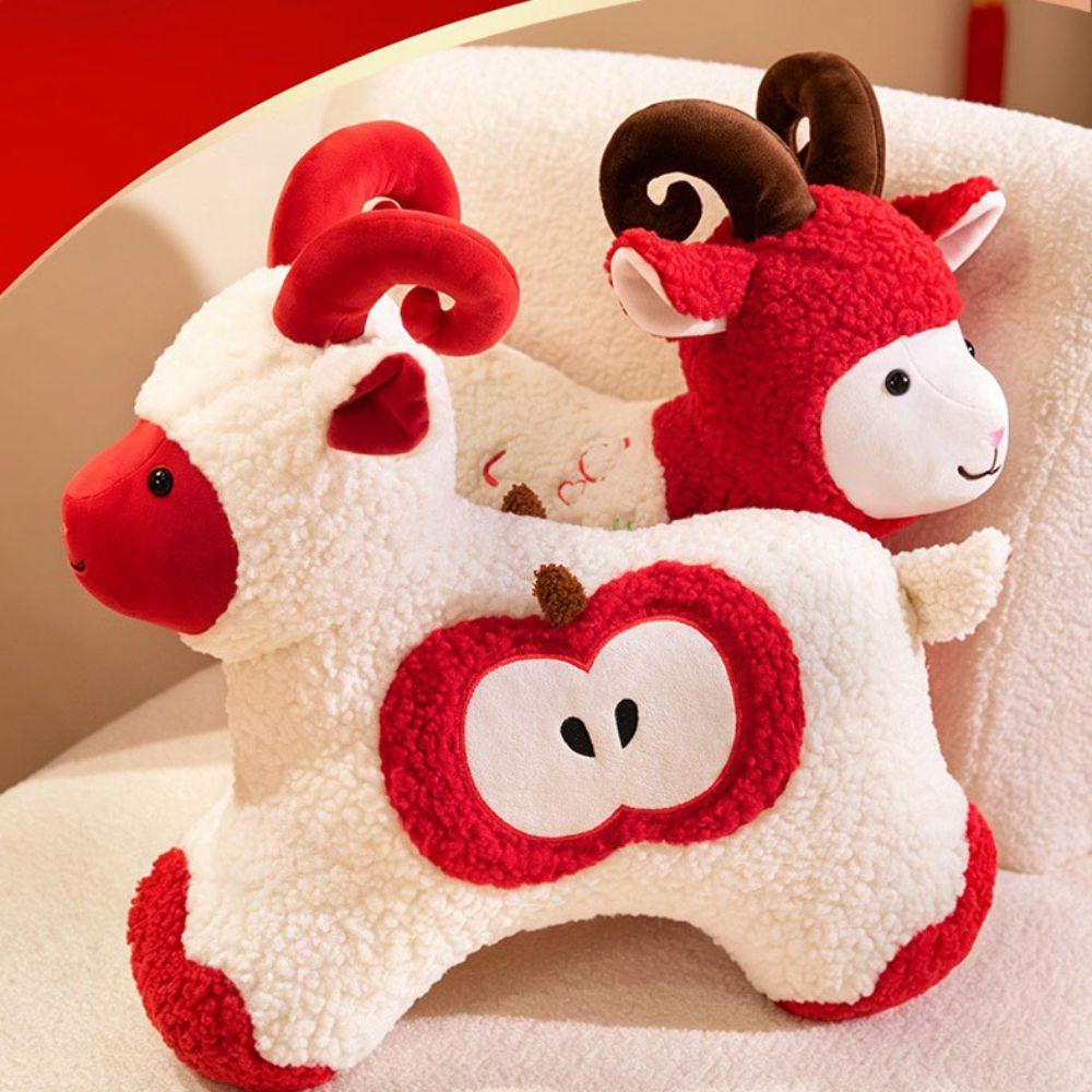 Soft Lamb Stuffed Animal Throw Pillow Sheep Year Plush Doll New Year Sheep Doll Gift for Children