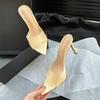 YX Women's 2026 Summer Transparent High Heel Slides - Stiletto Pointed Open Toe with Single Strap