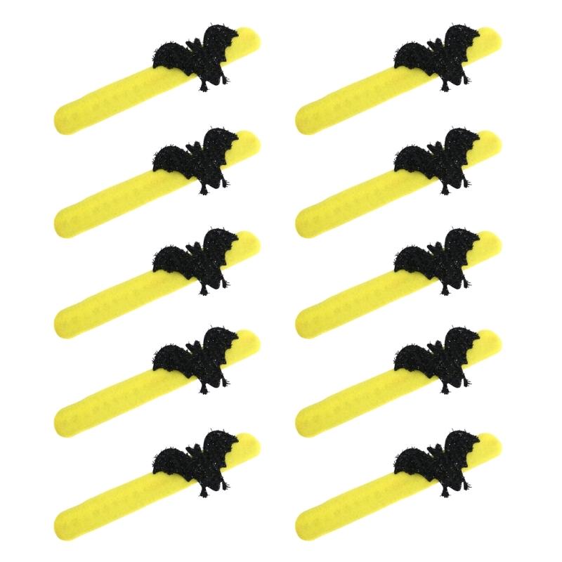 Holiday Wrist Accessories Set of 10 Slap Bracelets for Group Guests, Seasonal Wristbands for Class Parties and Family Plans