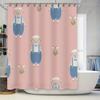 Pink Sheep Cartoon Printed Shower Curtain Waterproof Bathroom Decor Liner for Home Decoration Pink 160x180cm