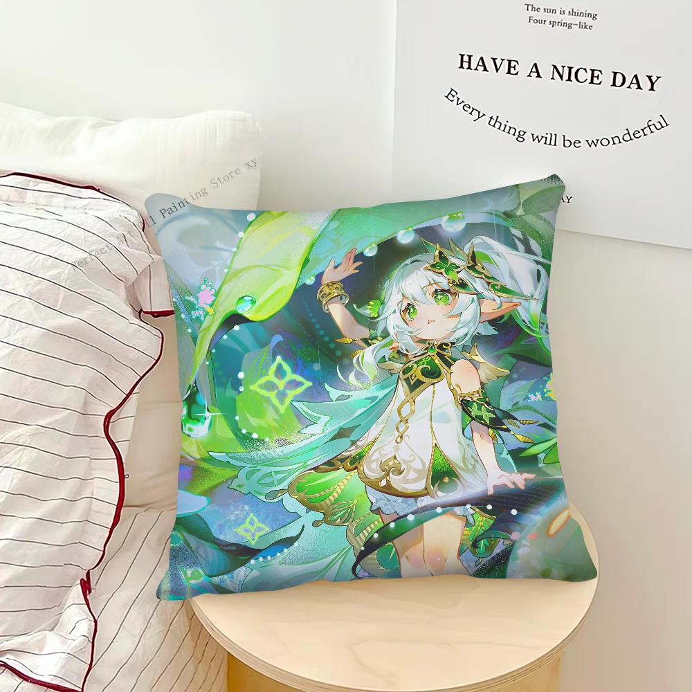 Игра Аниме Genshin Impact Нахида Наволочка Модная Квадратная Наволочка Спальня Диван Комната Инс Декор Досуг Наволочка 16x16Inch