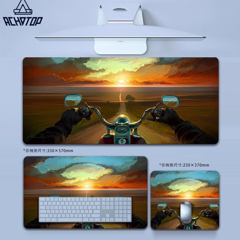 Motorbike Gaming Mouse Pad Rider Scenery Office Mousepad Smooth NonSlip Rubber Base for Laptop Computer Portable Washable 800x300x2mm