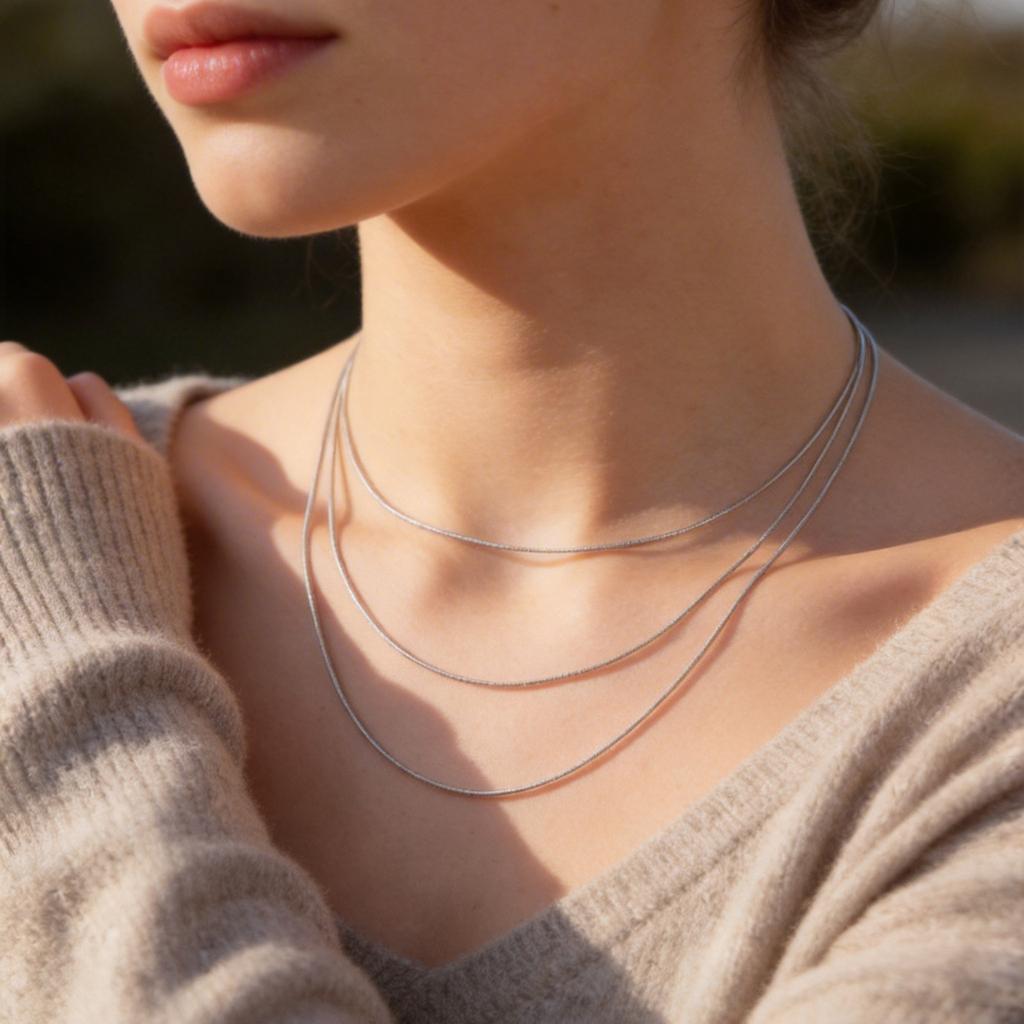 Stainless Steel Round Snake Chain Necklace, Fashionable And Versatile Basic Chain Collarbone Chain Nc-201