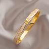 Women Fade Resistant Titanium Steel Mother Of Pearl Inlaid Diamond Luxury Fashion Bangle