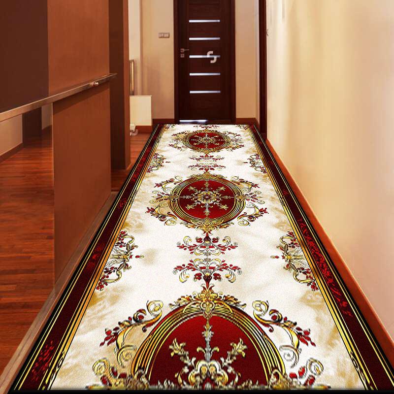 European Style Luxury Runner Hallway Carpet Decoration Hall Long Corridor Anti Slip Rugs Customizable Stairs Aisle Washable Mat