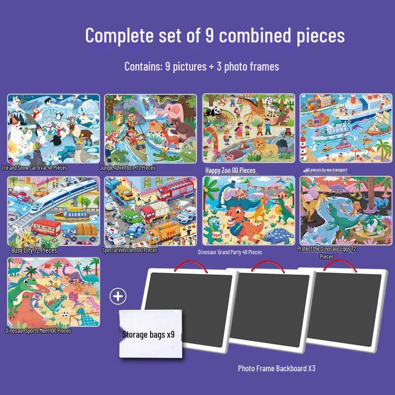 Kids Magnetic Dinosaur Puzzle & Photo Frame Set