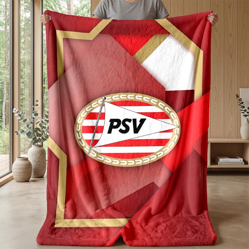 PSV Eindhoven FC Coperta Morbida in Pile di Flanella Leggera Accogliente Calda Coperta da Divano Letto Decorazione per la Casa