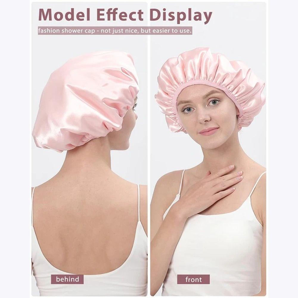 EVA Exterior Bath Hair Cap Terry Cloth Lined Shower Hair Cover Bathroom Supplies Shower Cap  Girls