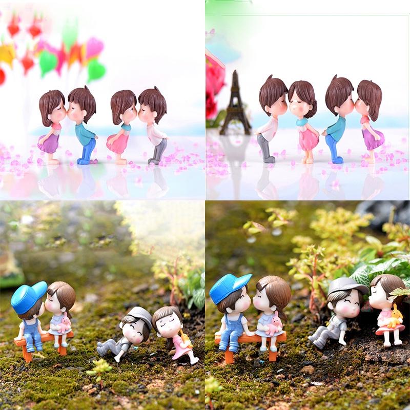 Delightful Kissing Couple Dolls For Handicraft Micro Garden Ornamentation