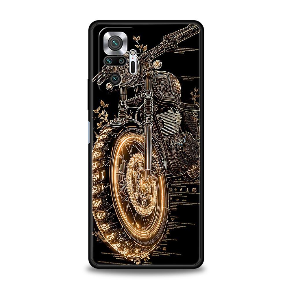 

Colors Vintage Motorcycle Painted Phone Case Cover for Redmi 14C 10C Note 15 14 13 12 10 11 K40 Pro Plus 5G Soft TPU Shell Bags Note 12 Pro 4G