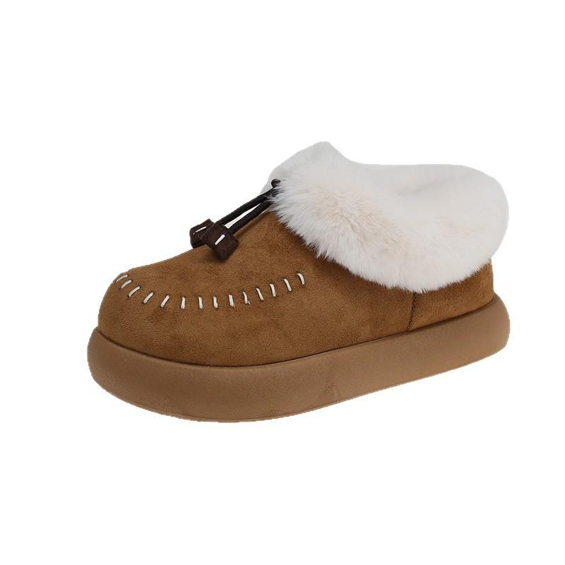 New fashionable versatile fluffy snow women's shoes winter platform plush thermal bag and confinement cotton shoes women