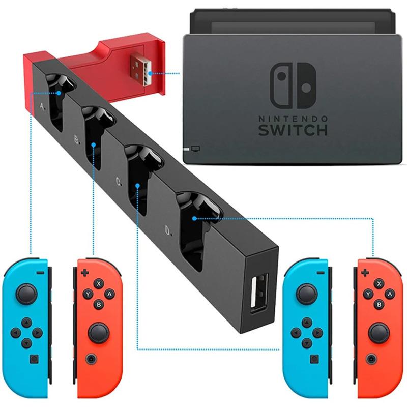 Convenient Controller Charging Dock Compatible with Switch Accessories and OLED Model Joycons 4 Charging N.S Joy-Pay Slots