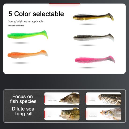 31Pcs/Box 5.5/6.5/7.5CM Soft Fishing Lure Hooks T-shaped 5 Jig Head Kit with Paddle Tail Colorful