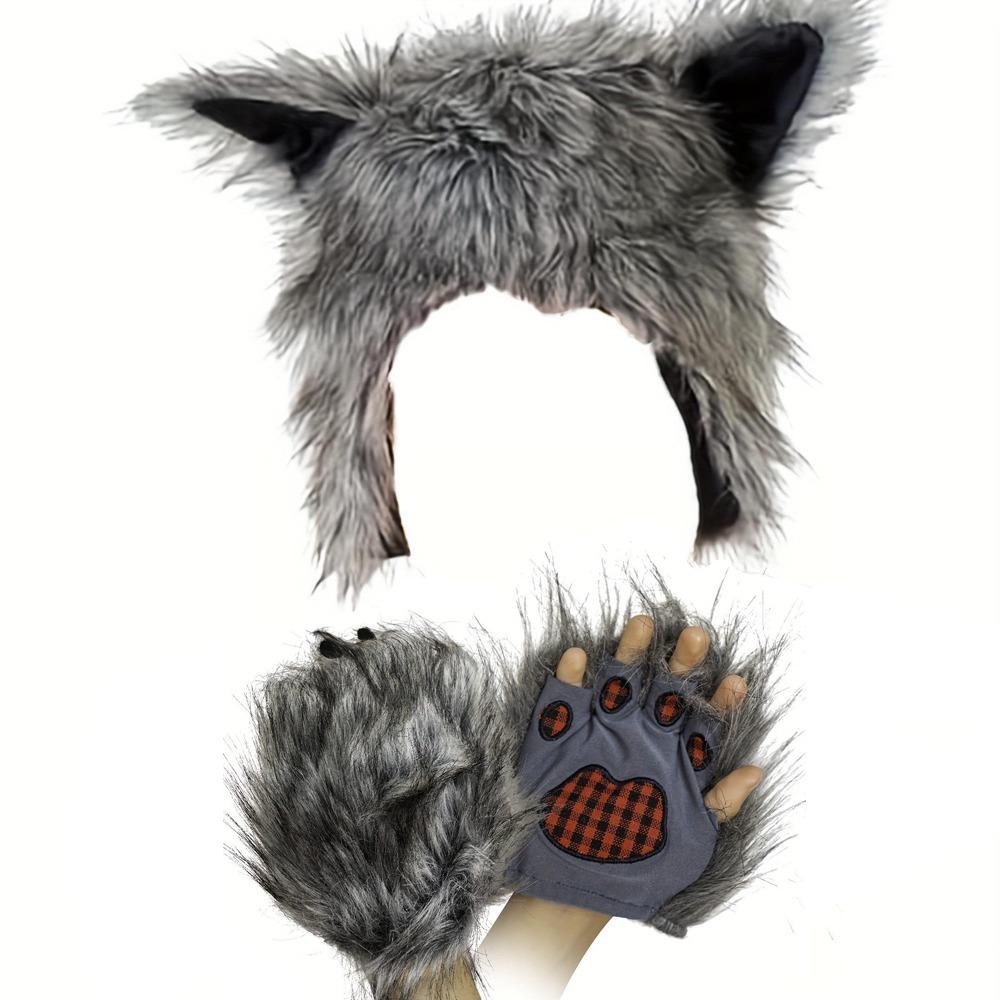 Šedá Vlčí Tlapka Palčák chlupatá Halloweenský Kostým Rukavice Rekvizity Cosplay Vlčí Drápy pro Ženy Muže