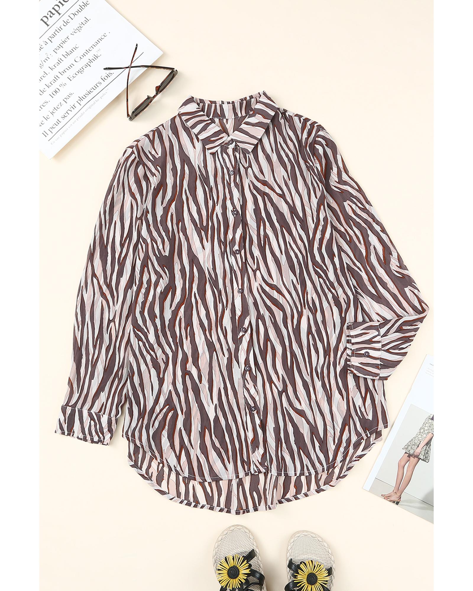 

Azura Exchange Animal Print Buttons Shirt M сірий колір