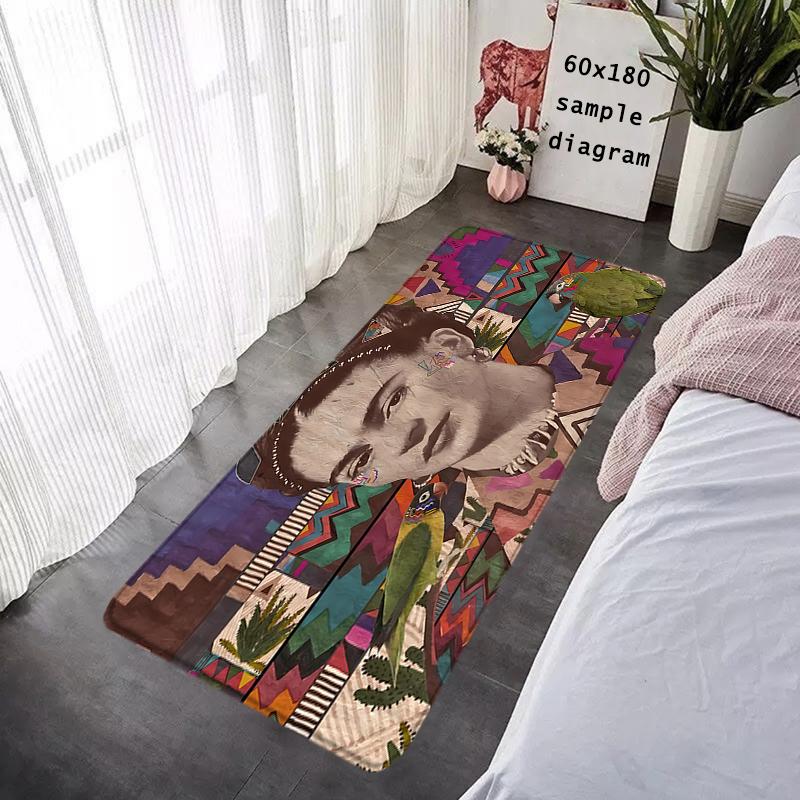 Doormat Flannel Floor Mat Indoor Foot Rug F-Frida K-Kahlo Bedside Mats Kitchen Corridor Absorbent Carpet Ideal for Balcony Decor