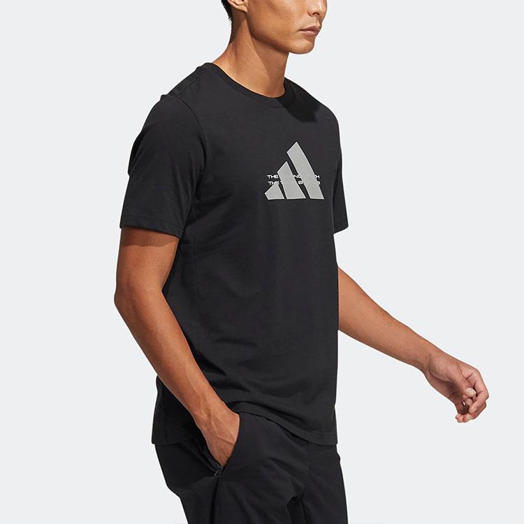 Adidas Alphabet Logo Print Sports Short Sleeve T-Shirt Men Tops Black HE9937