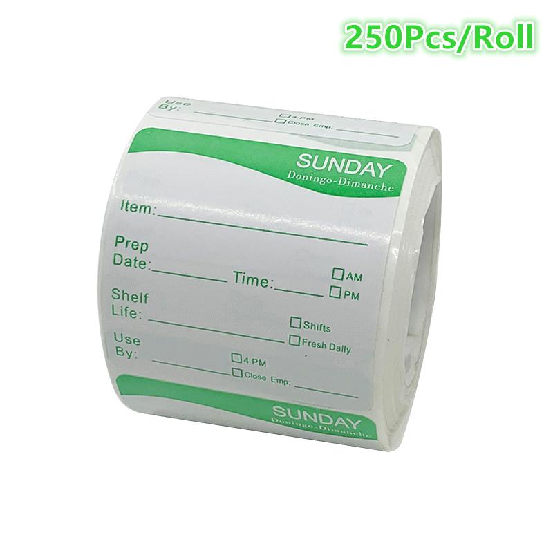 

250 шт./рулон Кухонная наклейка с датой для еды, этикетка, канцелярская наклейка, хранение закусок, конфет, этикетка с датой истечения срока годности, самоклеящаяся наклейка зелёный