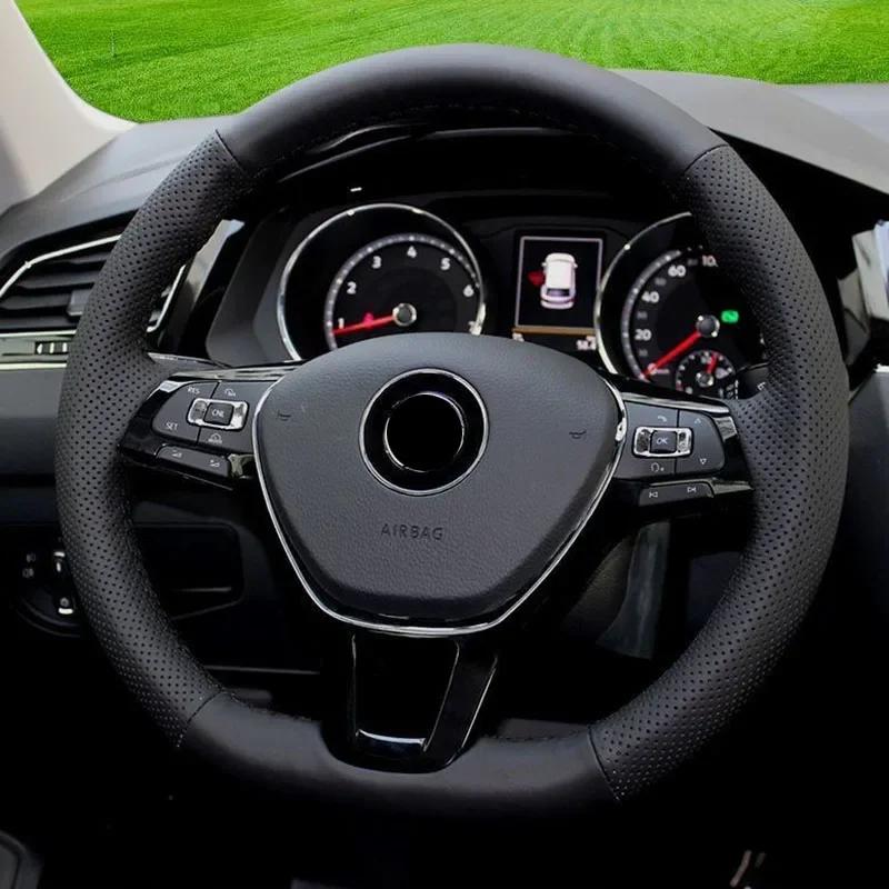 

Кожаная оплетка на руль автомобиля ручной работы для Volkswagen VW Golf 7 Mk7 Touran Up New Polo Jetta Passat B8 Tiguan Аксессуары