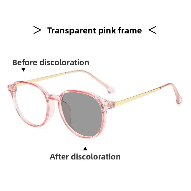

Neutral Fashion Photochromic Myopia Glasses Outdoor UV-Protective Eyewear HD Blue Light Blocking Prescription Glasses -3.5-4.0 0