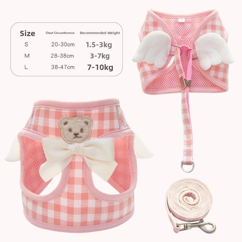 Breathable Cat Dog Harness Set Adjustable Cat Leash Cute Dog Traction Rope Walking