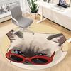 1PC Cat Sunglasses Office Round Area Rug,  Mat Suitable ForOffice, Under Office Chairs Bedroom Living Room Home Decor, Room Deco