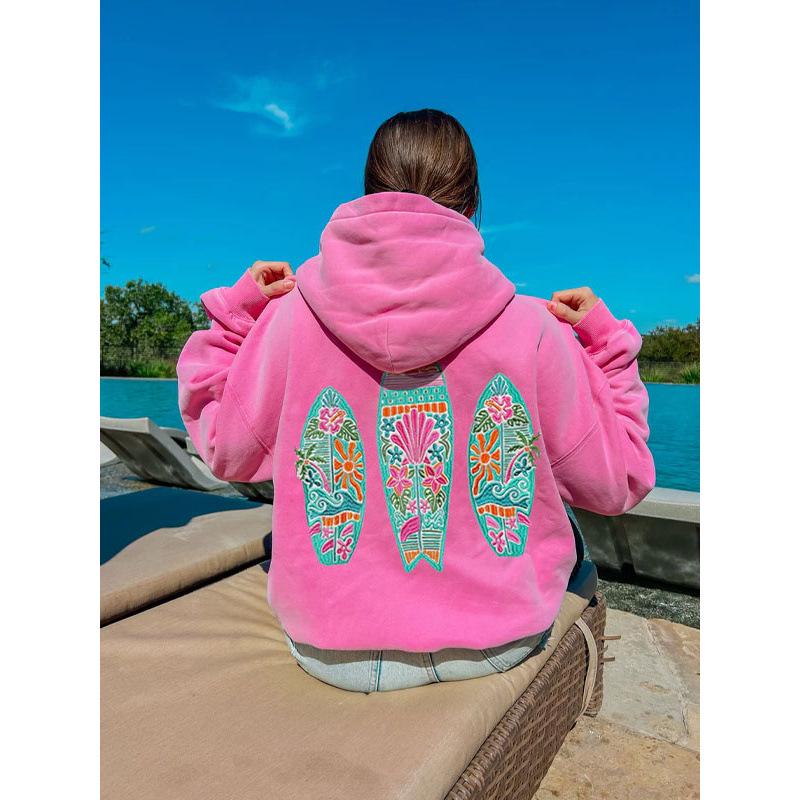 

Трендовое женское худи оверсайз с принтом гибискуса на 2025 год XL